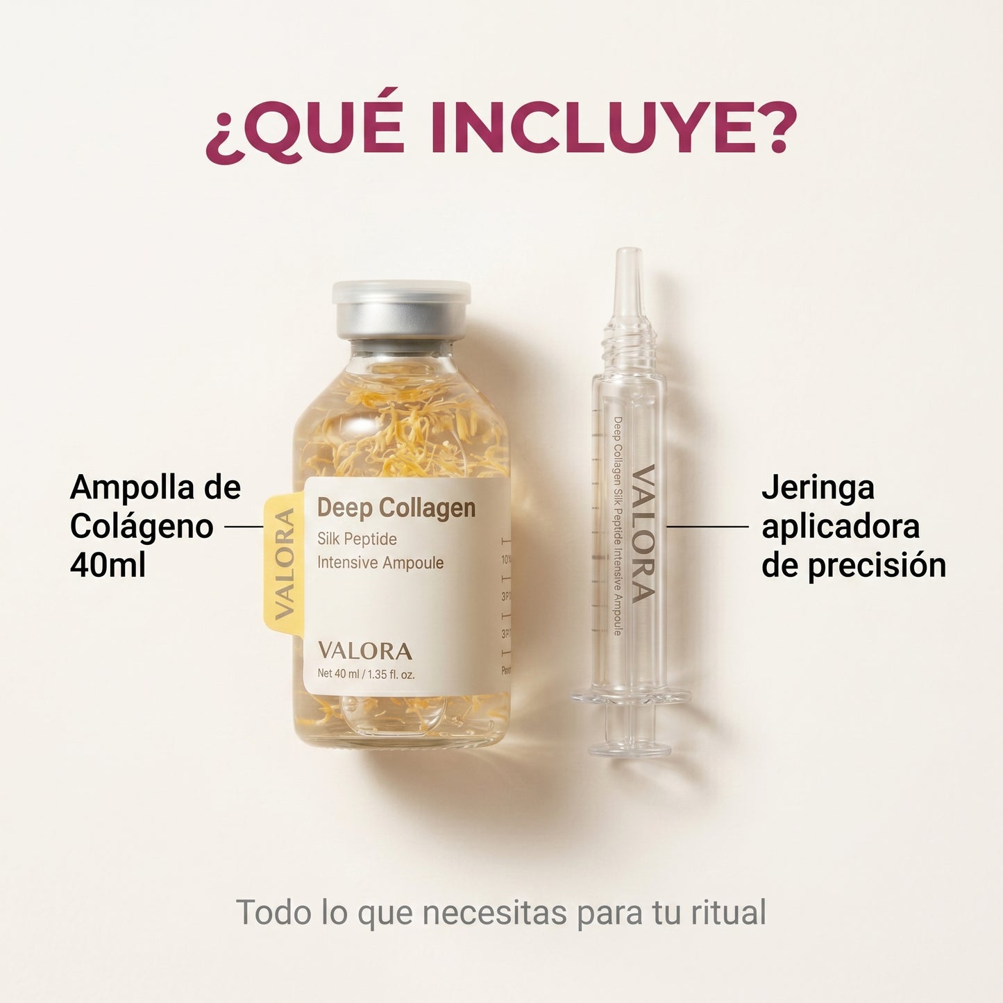 Ampolla Lifting de Colageno con Peptidos de Seda ValoraBeauty™