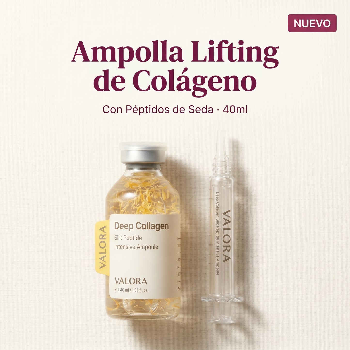 Ampolla Lifting de Colageno con Peptidos de Seda ValoraBeauty™