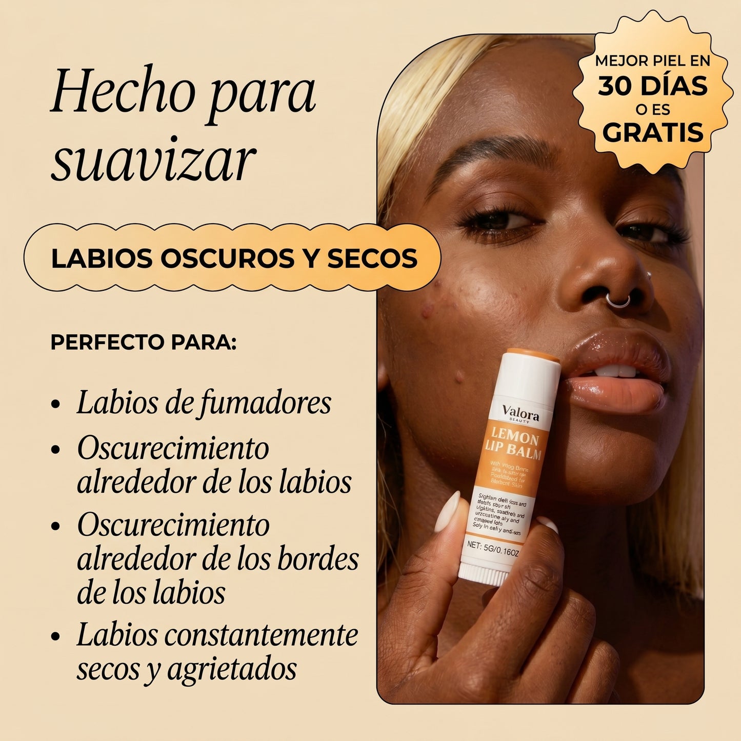 Bálsamo labial de cúrcuma y limón ValoraBeauty